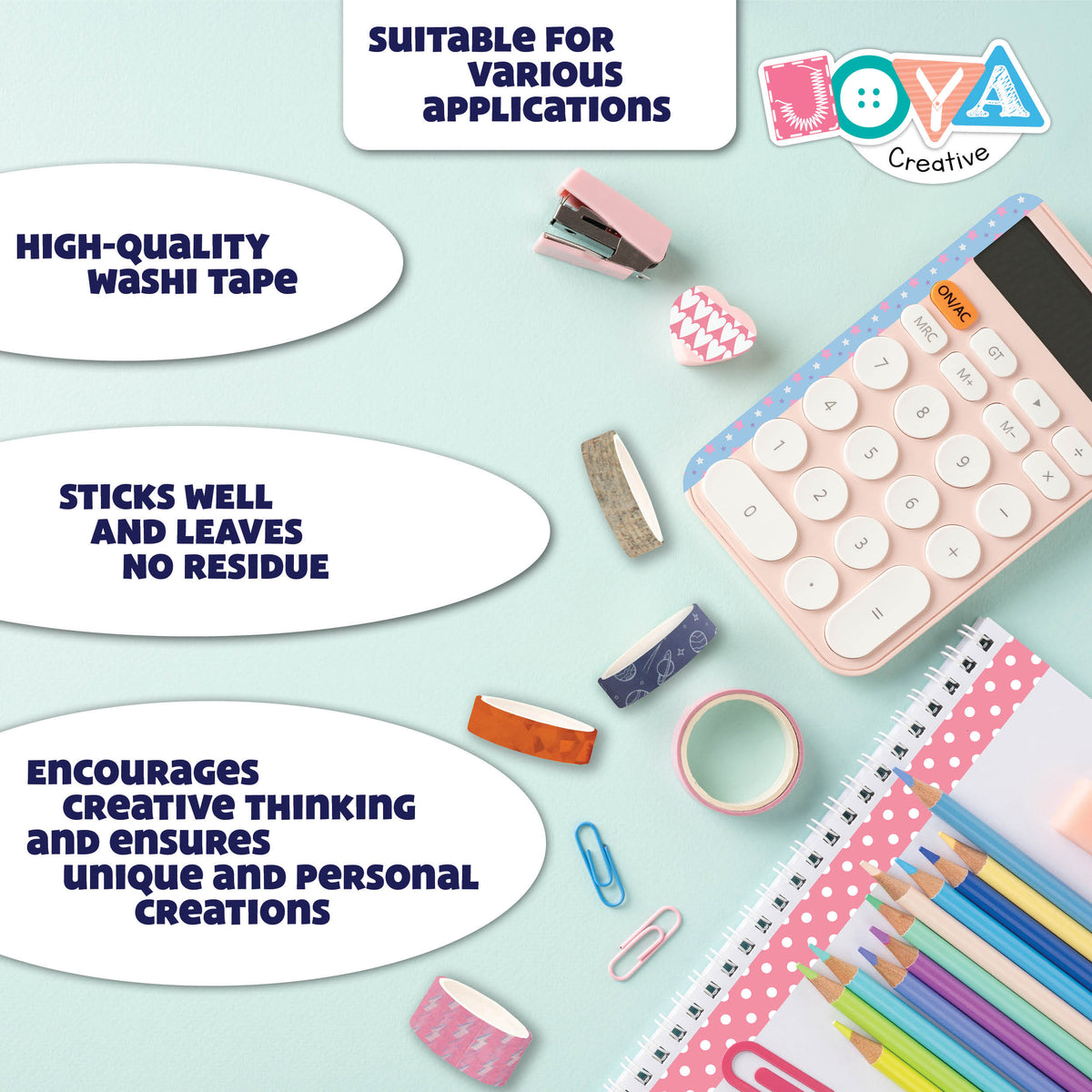 Joya Creative Washi Tape Mega Set 72-Piece – Decorative Masking Tape for Bullet Journaling, Crafts & Scrapbooking