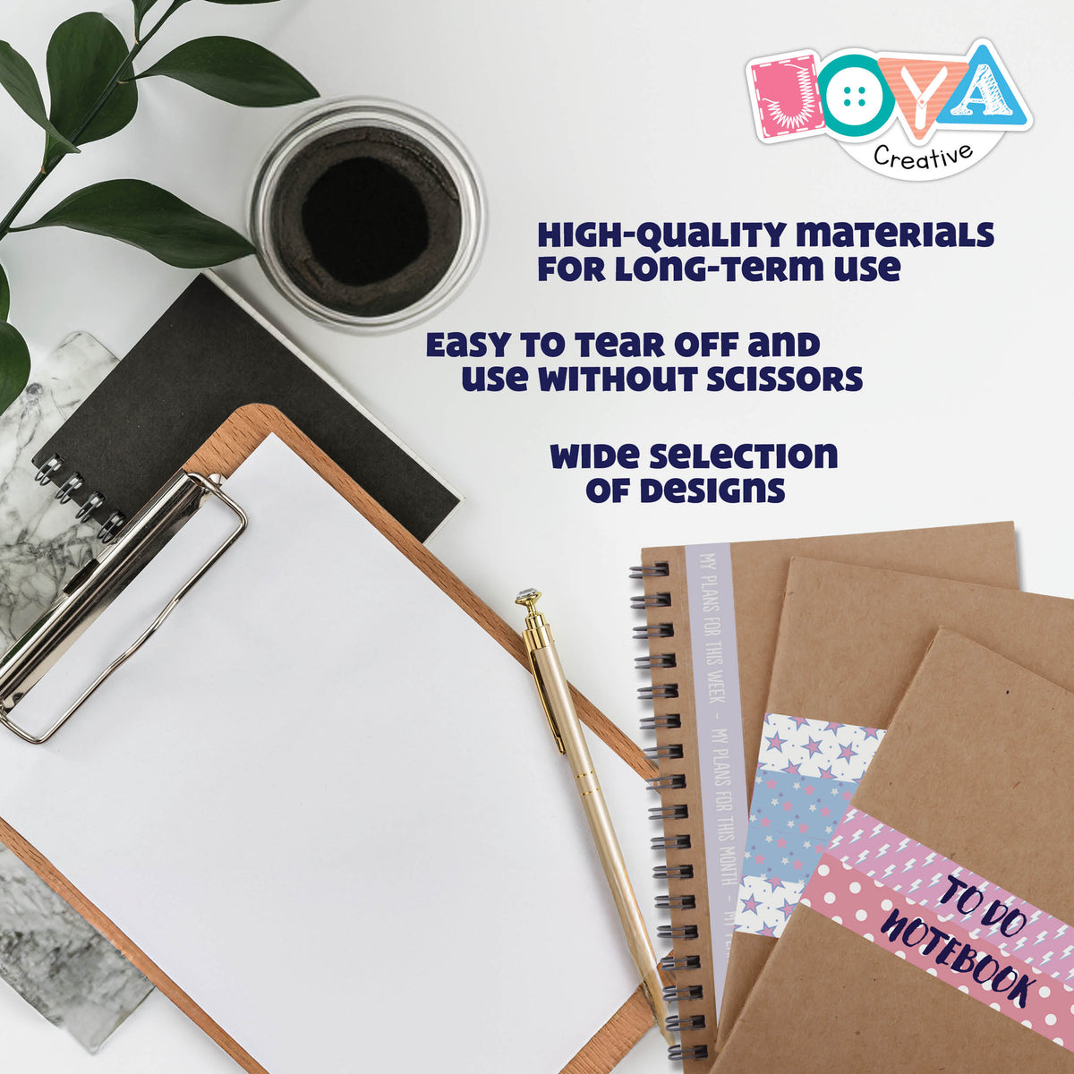 Joya Creative Washi Tape Mega Set 72-Piece – Decorative Masking Tape for Bullet Journaling, Crafts & Scrapbooking