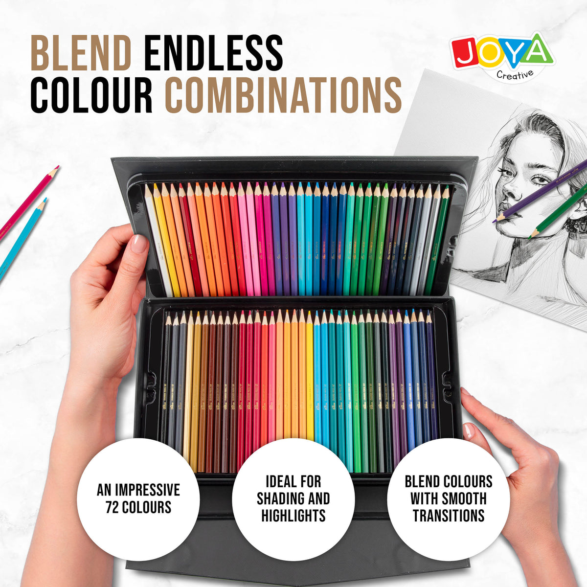 Joya Creative Professional Colored Pencils Set 72 Colors – Premium Drawing Set for Adults and Children