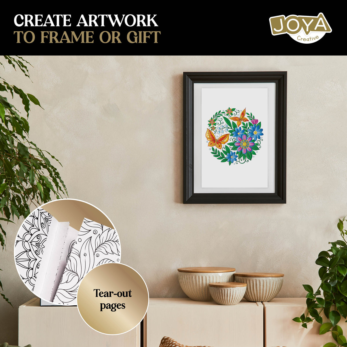 Joya Creative Luxe Adult Coloring Book A4 – 300 Coloring Pages with Mandalas, Animals & Botanical Illustrations