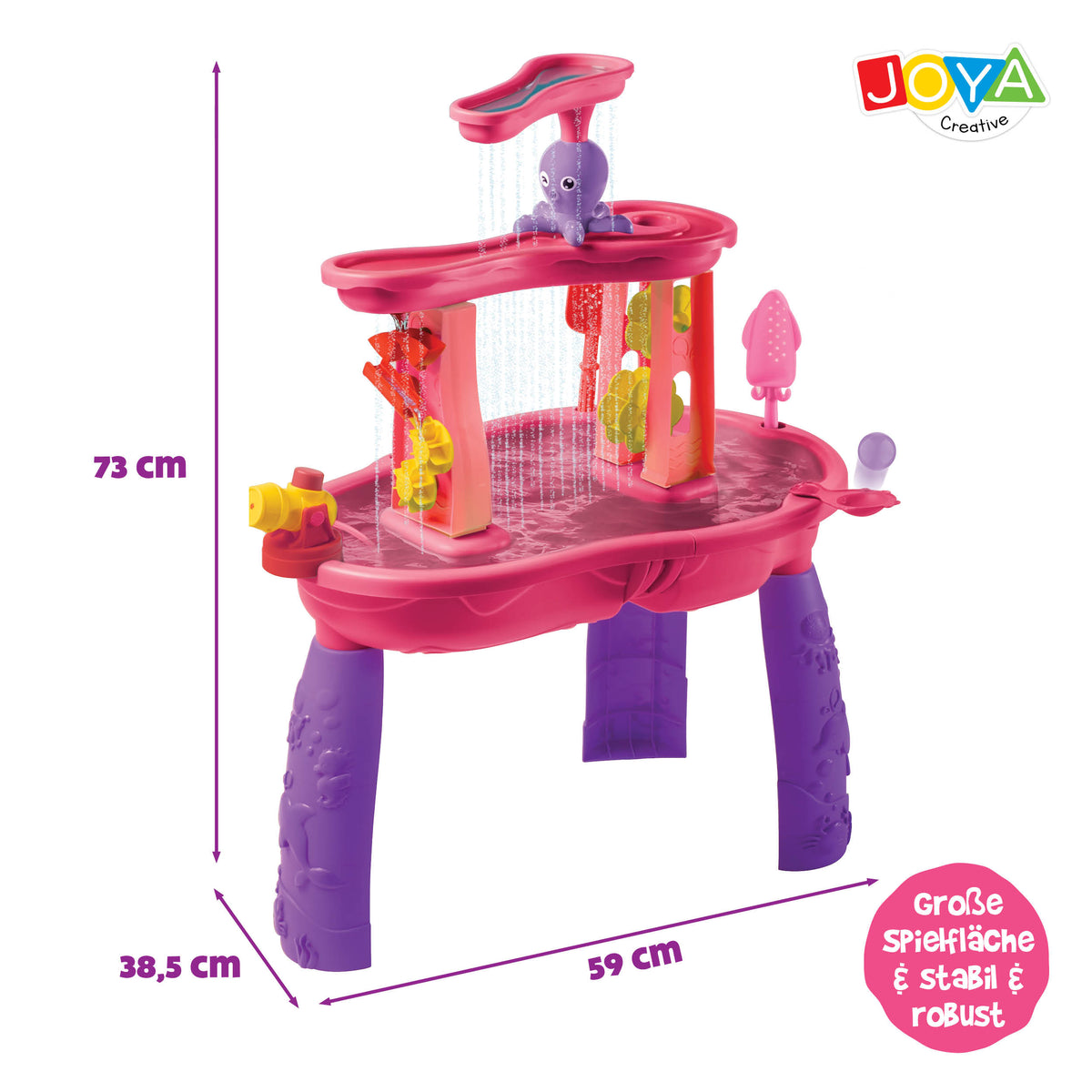 Joya Creative Wassertisch Rosa 34-teilig – Wasserspieltisch für Mädchen mit Wasserfall und Zubehör