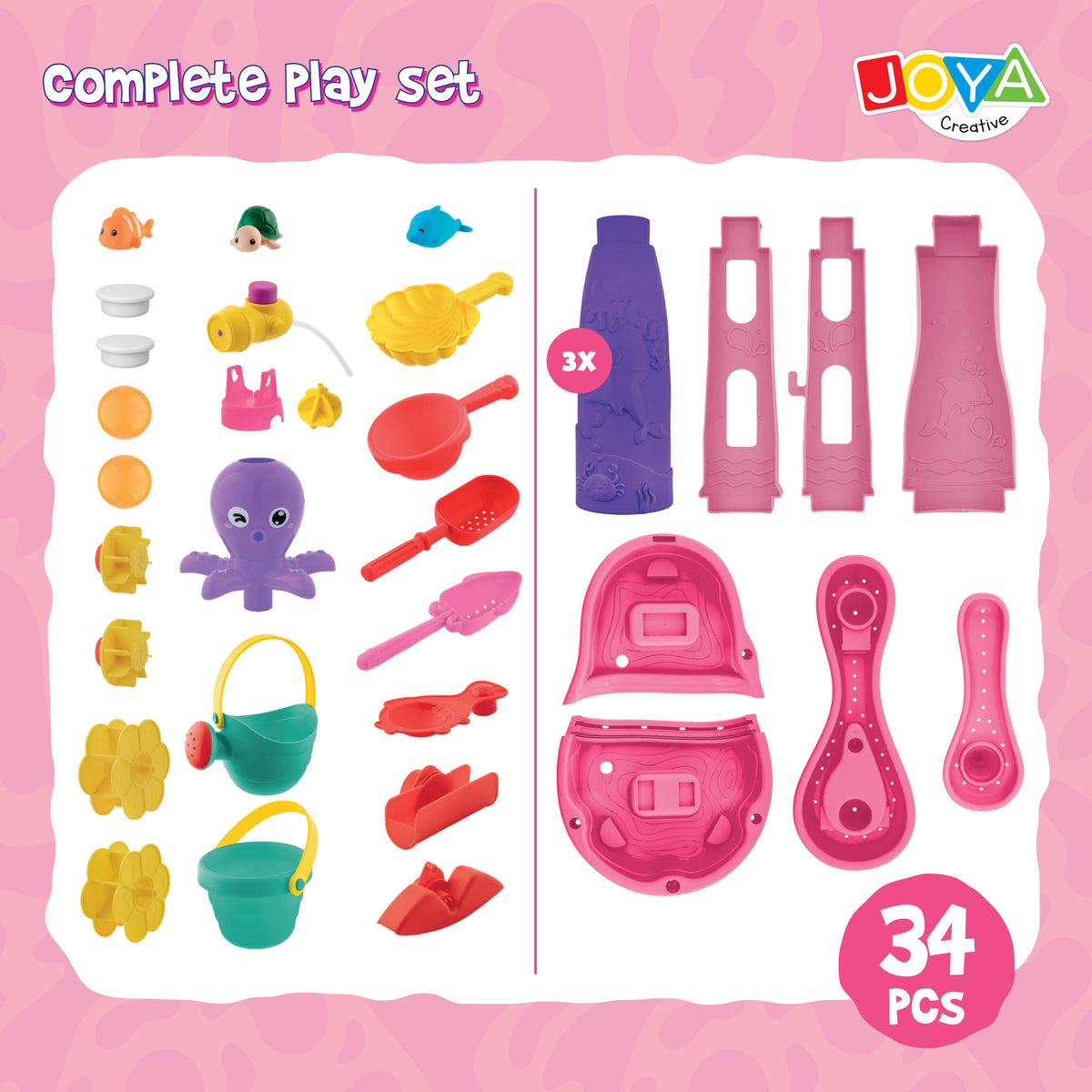 Joya Creative Water Table Pink 34 Pieces – Water Play Table for Girls with Waterfall and Accessories