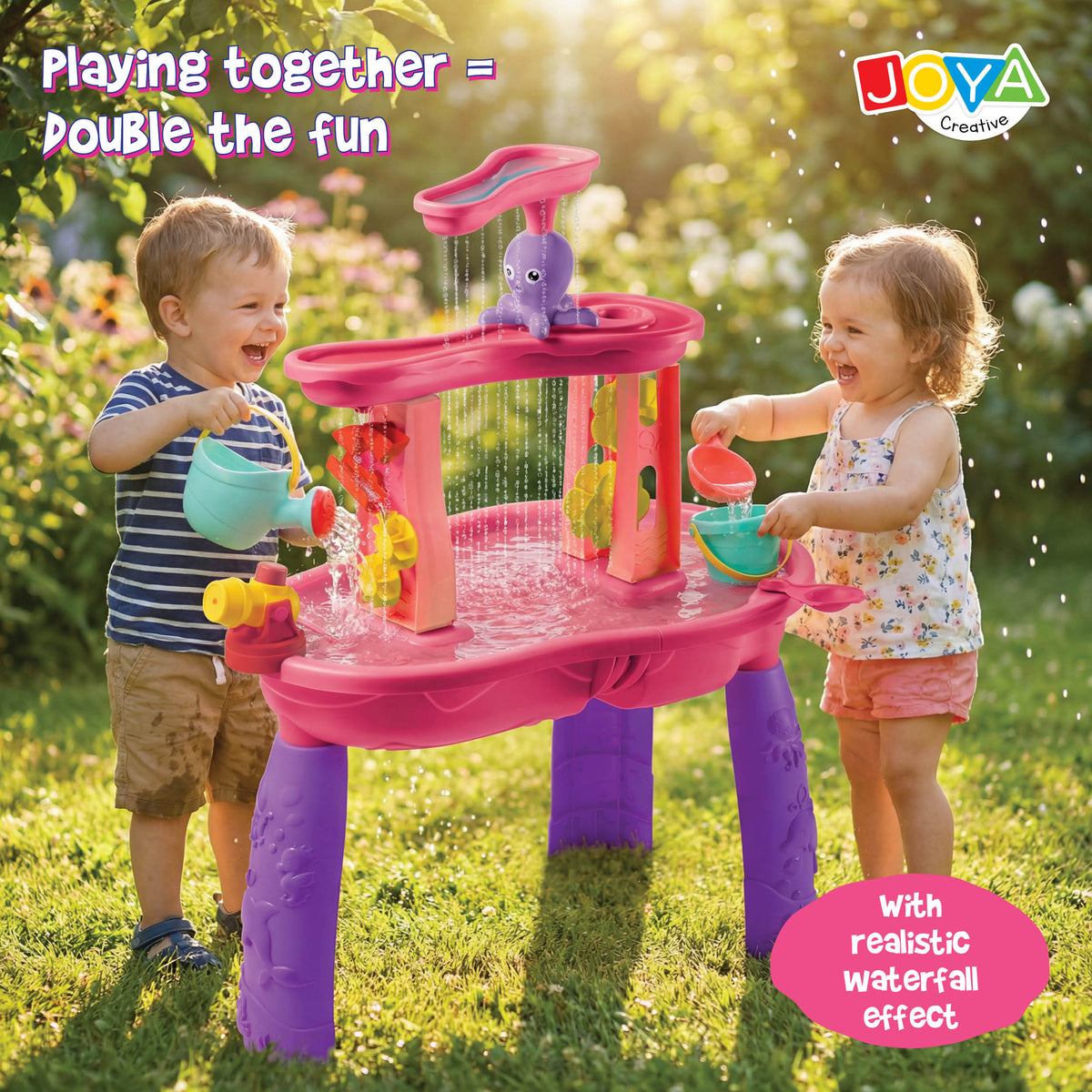 Joya Creative Water Table Pink 34 Pieces – Water Play Table for Girls with Waterfall and Accessories