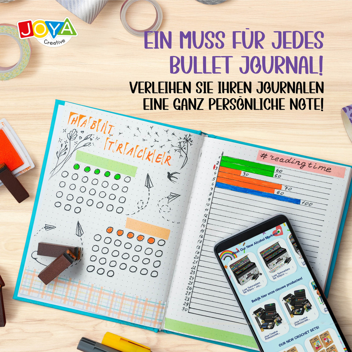 Joya Creative Washi Tape Mega Set 108-teilig – Bullet Journal, Scrapbooking und Journaling Zubehör