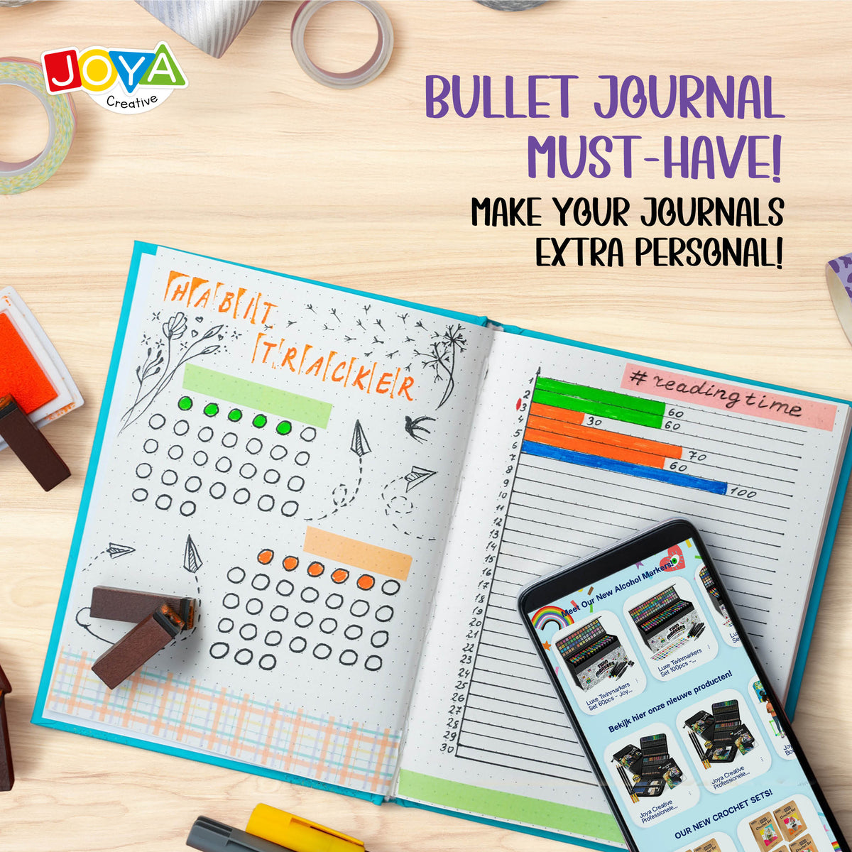 Joya Creative Washi Tape Mega Set 108 Pieces – Bullet Journal, Scrapbooking and Journaling Accessories