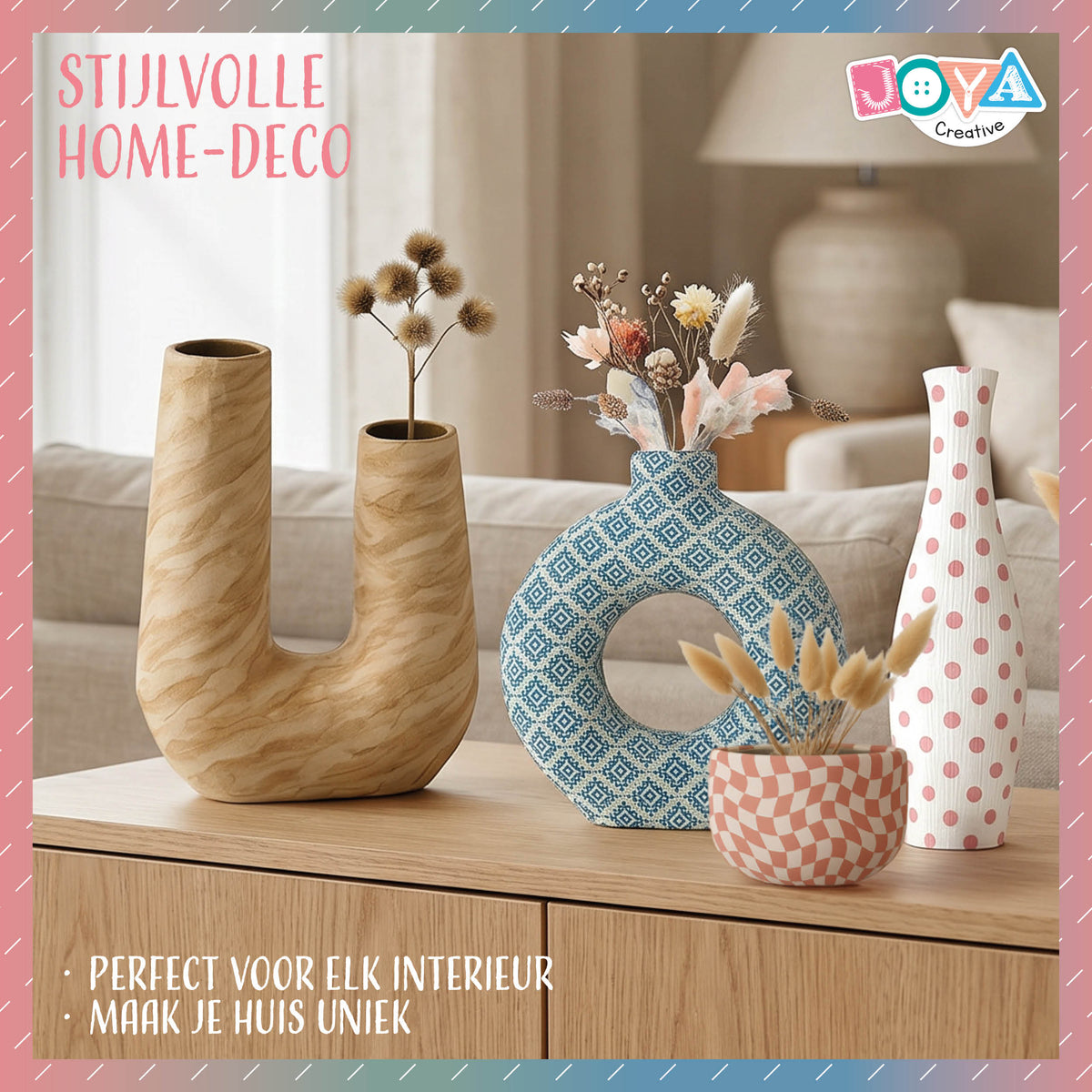 Joya Creative DIY Home Decor Vase Set 4-in-1 – Papier-Mâché Craft Kit for Adults with 4 Decorative Vases