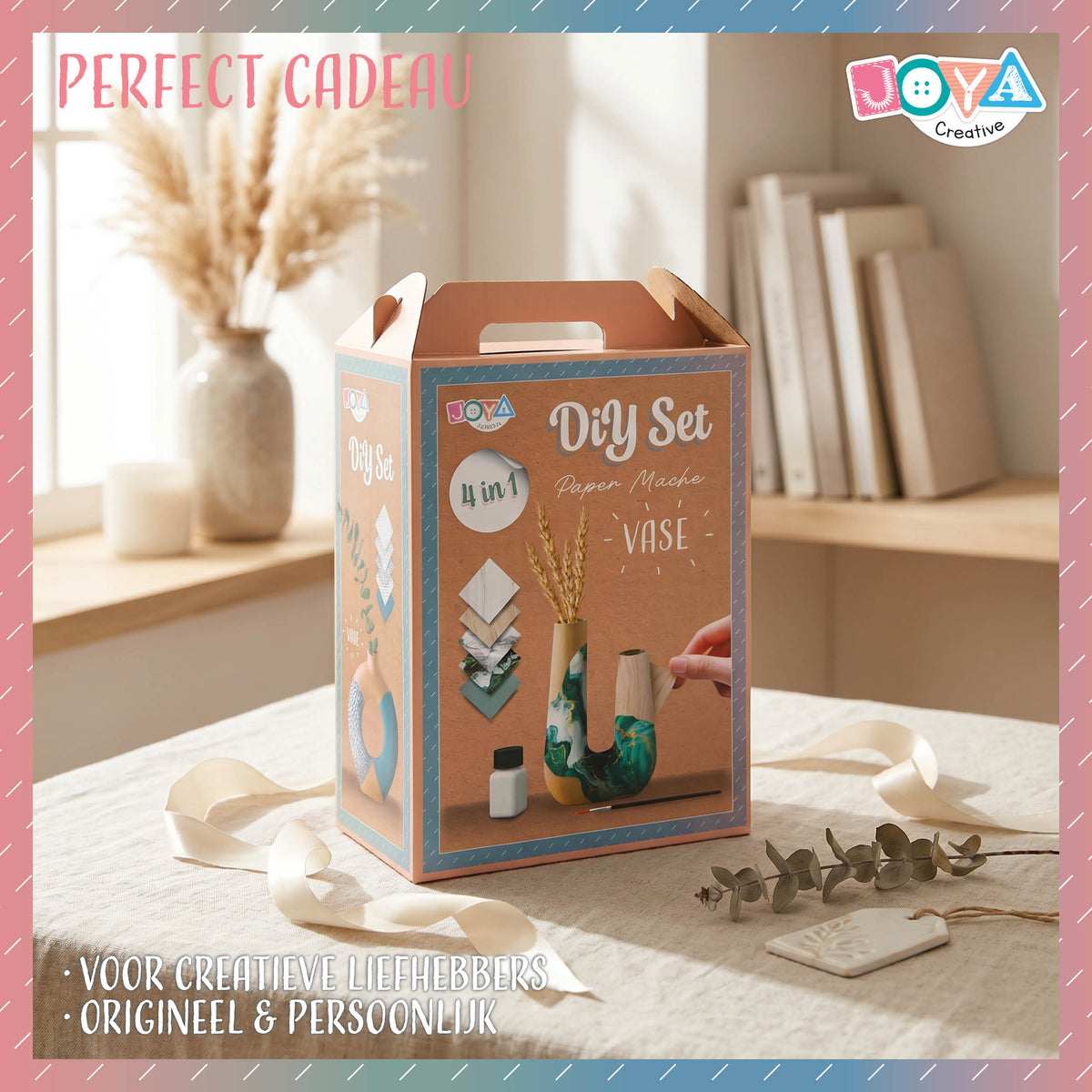 Joya Creative DIY Home Decor Vase Set 4-in-1 – Papier-Mâché Craft Kit for Adults with 4 Decorative Vases