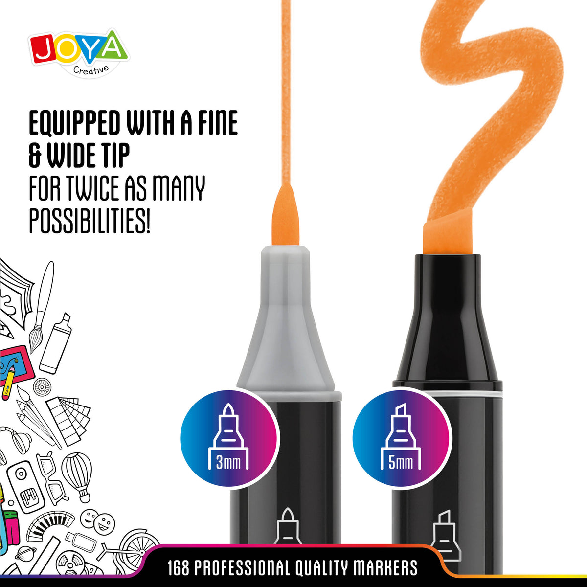 Joya Creative Twin Markers Set 168 Pieces - Alcohol Markers with Dual-Tip - Markers for Adults and Children - Luxury Storage Case
