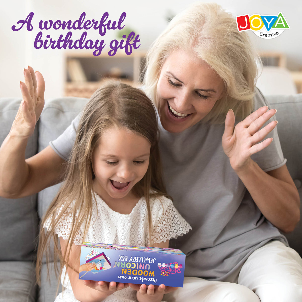 Joya Creative Unicorn Craft Kit 4-in-1 – Painting, Sticker Art, Pixel Art and Jewelry Box Decorating