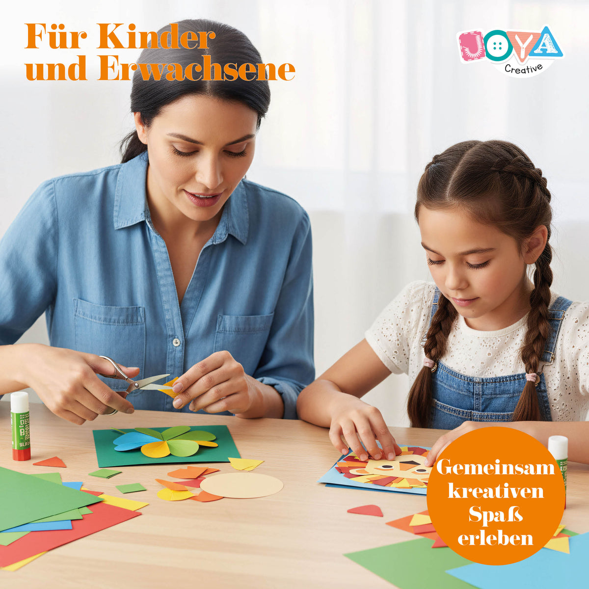 Joya Creative Farbiger Karton A4 100 Blatt – 200 Gramm Bastelpapier in 10 Farben inklusive Inspirationsbuch