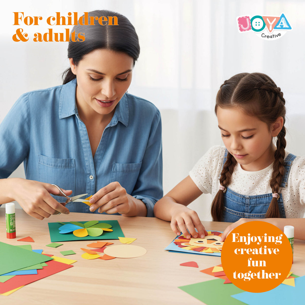 Joya Creative Coloured Card A4 100 Sheets – 200 gsm Craft Paper in 10 Colours including Inspiration Book