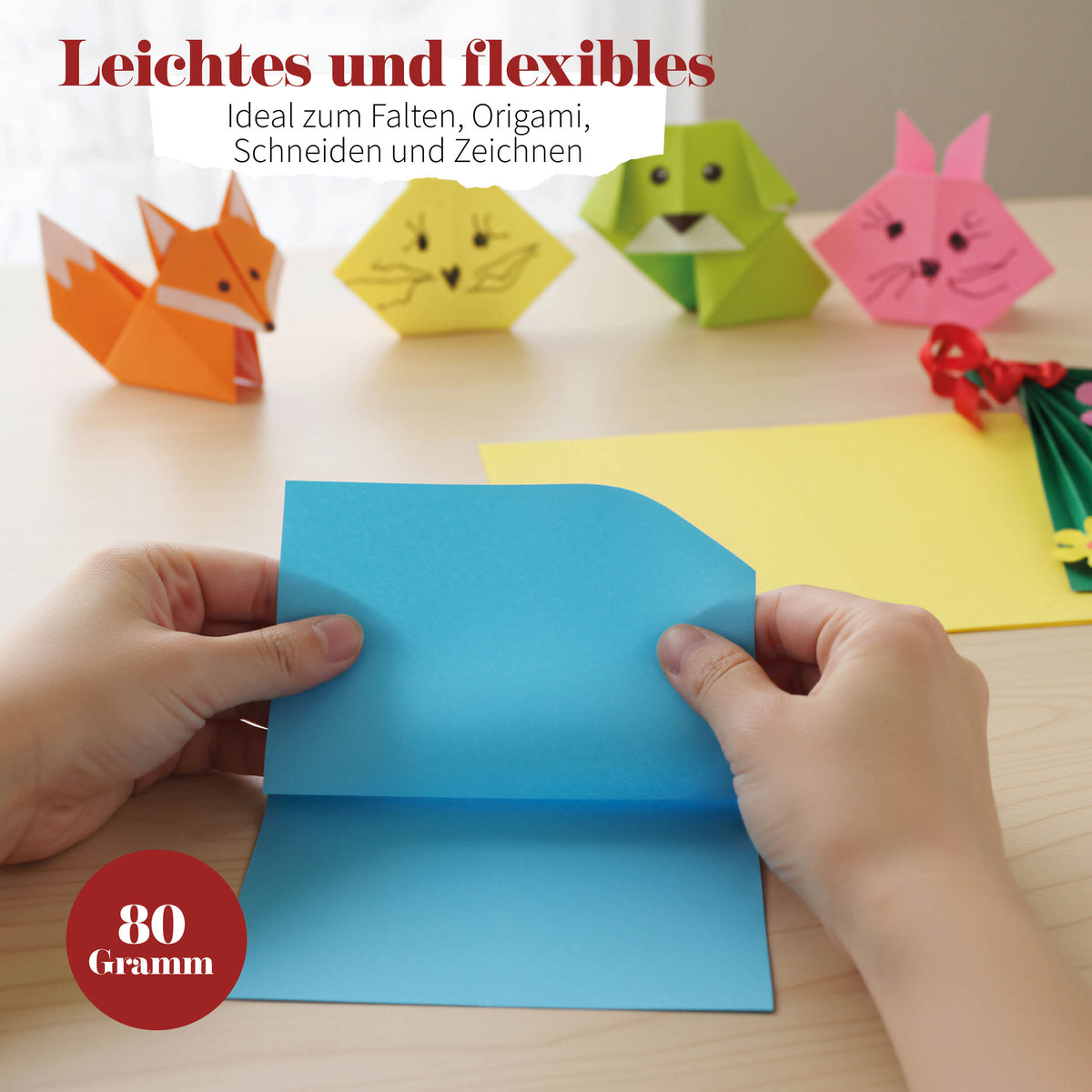 Joya Creative Buntes Papier A4 100 Blatt – Bastelpapier 80 g in 10 Farben inklusive Inspirationsbuch