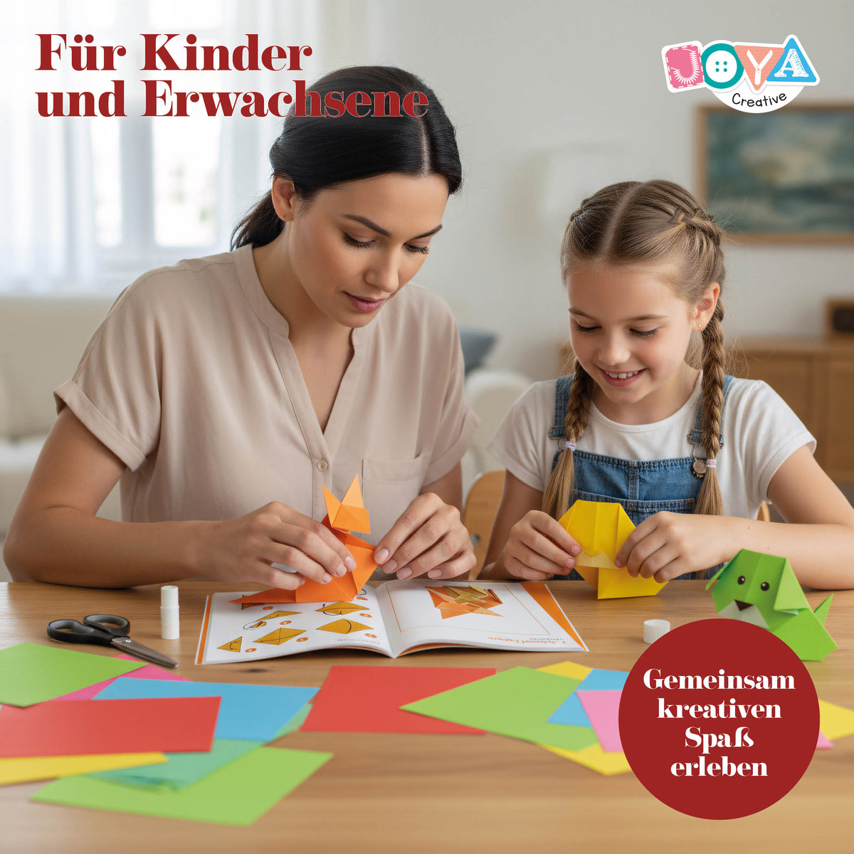 Joya Creative Buntes Papier A4 100 Blatt – Bastelpapier 80 g in 10 Farben inklusive Inspirationsbuch