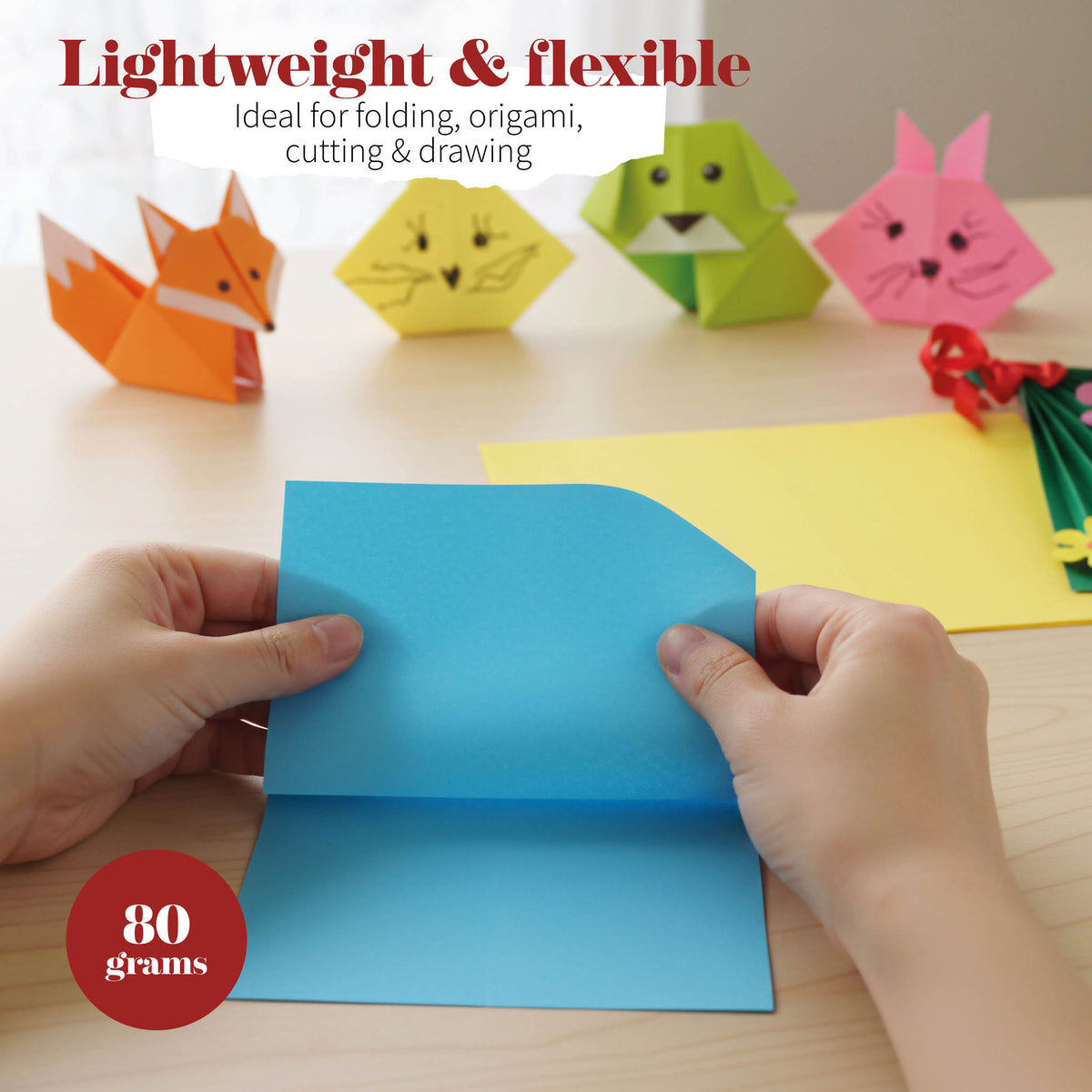 Joya Creative Colored Paper A4 100 Sheets – Craft Paper 80 grams in 10 Colors including Inspiration Book