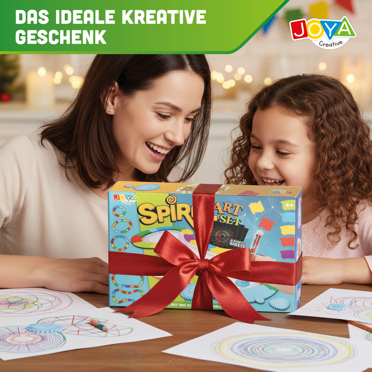 Joya Creative Luxe Spirograph Designer Art Set 60-teilig – Mandala Zeichen-Set mit Scratch Art und Montessori Spielzeug