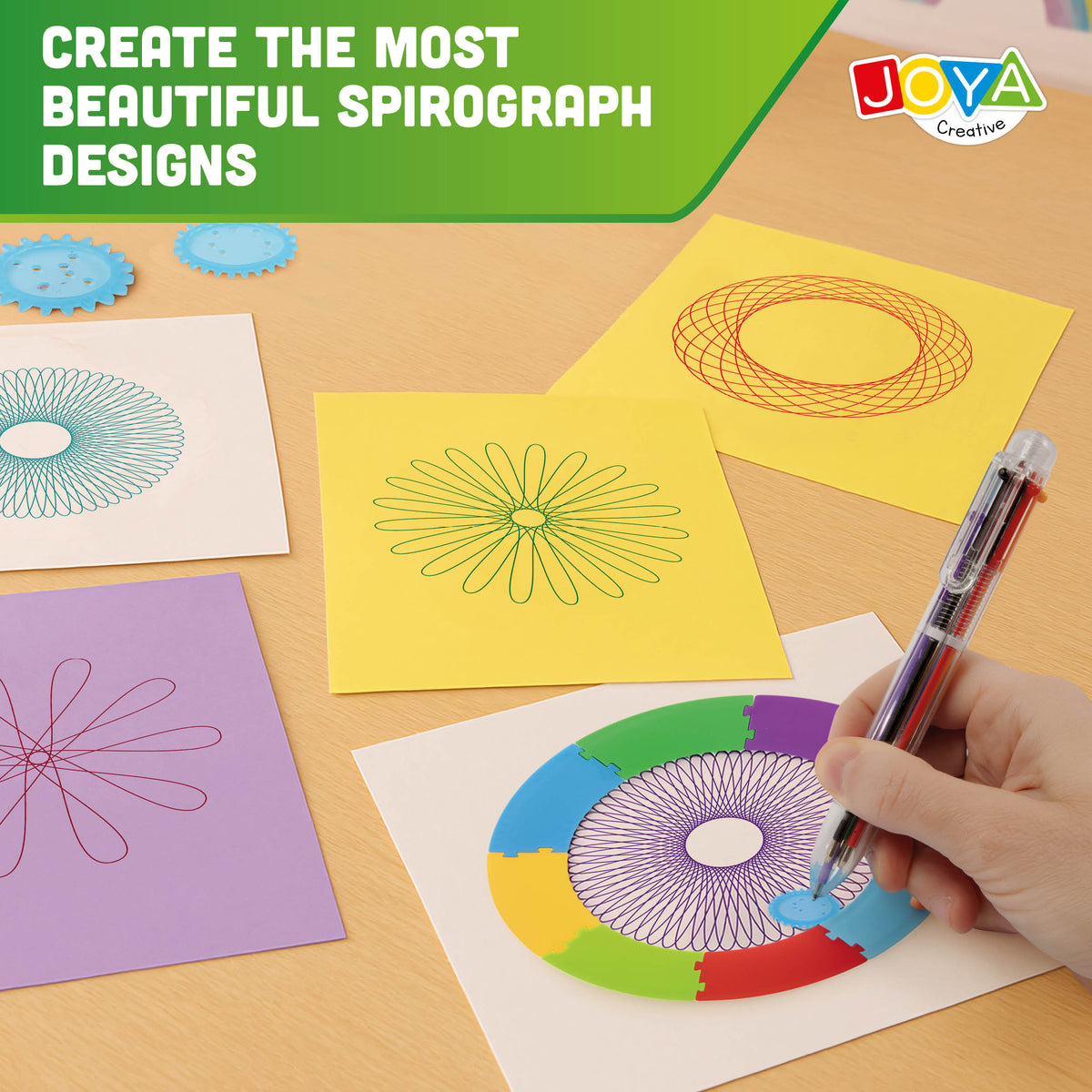 Joya Creative Luxe Spirograph Designer Art Set 60 Pieces – Mandala Drawing Kit with Scratch Art and Montessori Toy