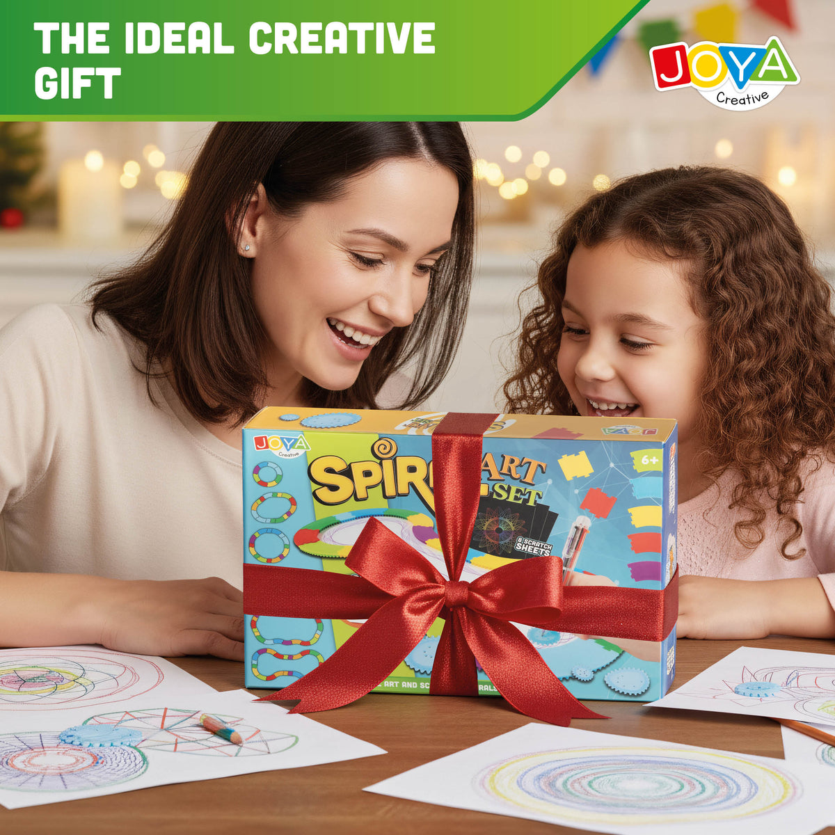 Joya Creative Luxe Spirograph Designer Art Set 60 Pieces – Mandala Drawing Kit with Scratch Art and Montessori Toy