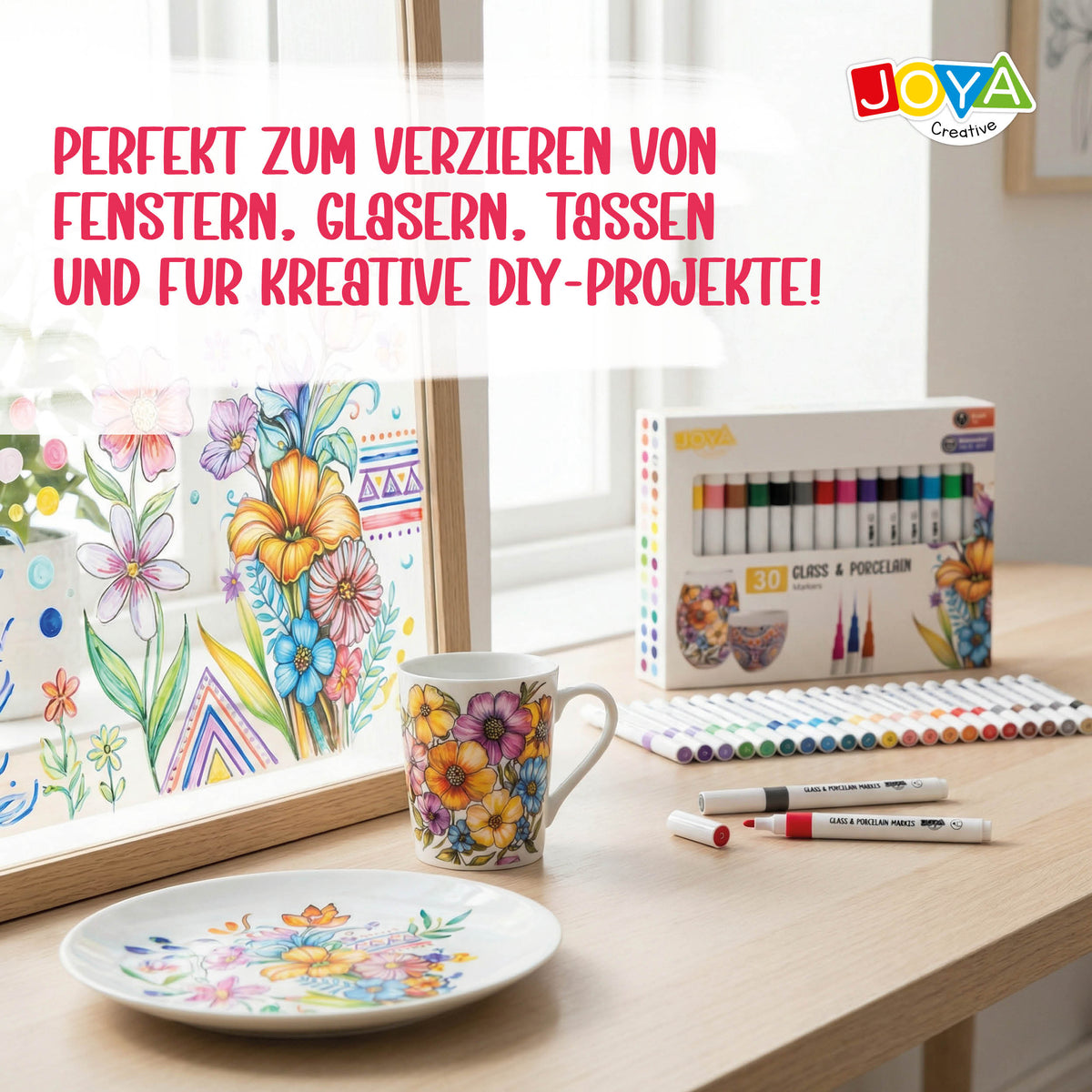 Joya Creative Porzellan Stifte Set 30-teilig – Malstifte für Porzellan, Glas, Keramik und DIY Dekoration