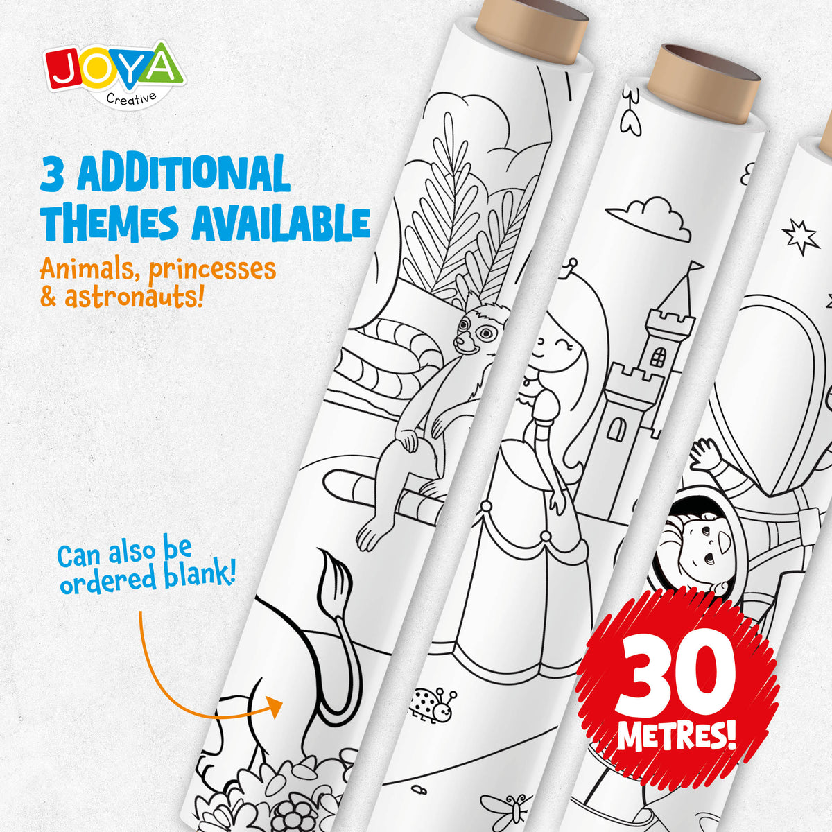 Joya Creative Coloring Roll with Wooden Paper Roll Holder - 10 Meter Drawing Roll for Kids including FSC Wooden Drawing Station