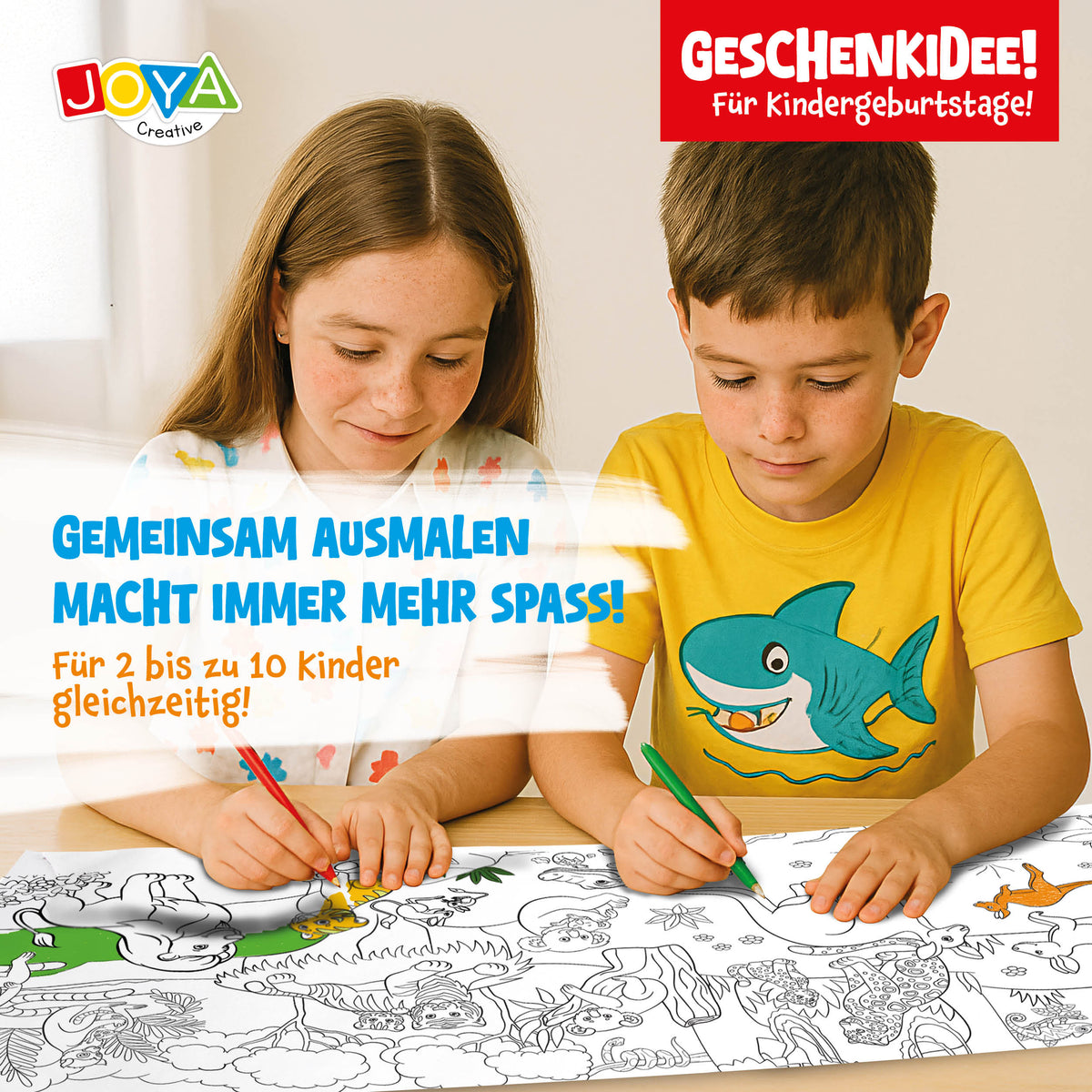 Joya Creative Malvorlagen auf Rolle Nachfüllpackung 3x10 Meter – Tiere, Prinzessinnen und Weltall Malrollen für Papierrollenhalter