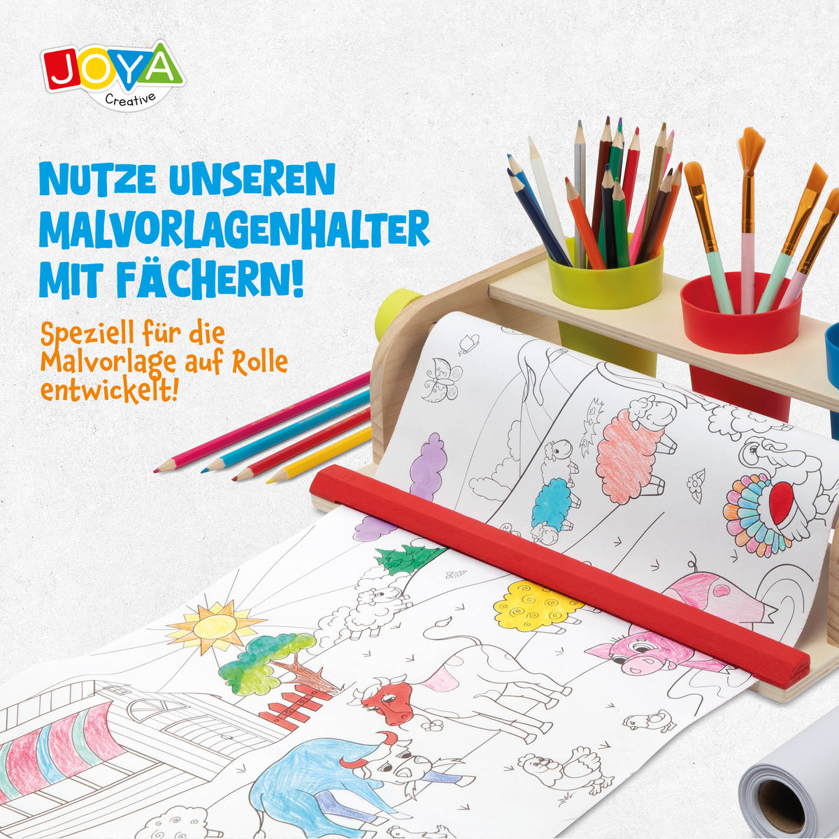 Joya Creative Malvorlagen auf Rolle Nachfüllpackung 3x10 Meter – Tiere, Prinzessinnen und Weltall Malrollen für Papierrollenhalter