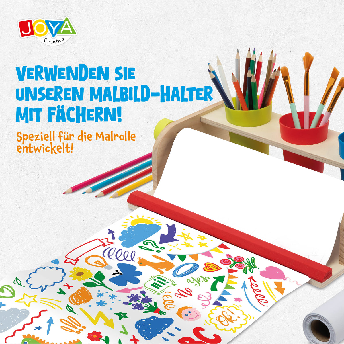 Joya Creative Blanco Zeichenpapier auf Rolle Nachfüllung 3x10 Meter – Extralange Papierrollen für Zeichentisch und Papierrollenhalter