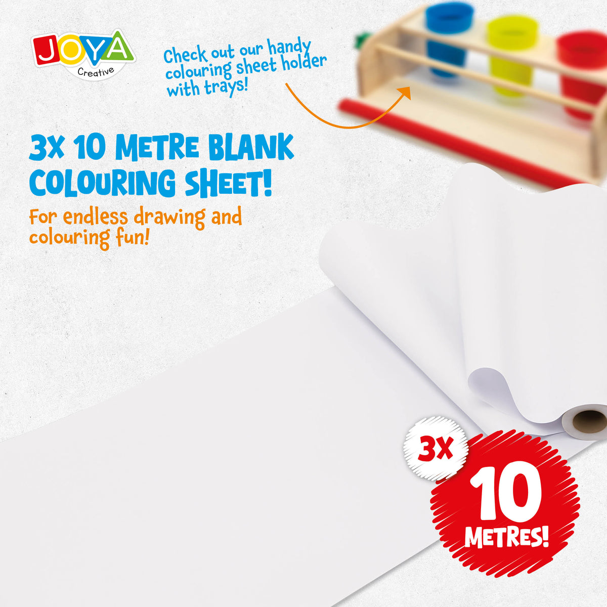 Joya Creative White Drawing Paper Roll Refill 3x10 Metres – Extra Long Paper Rolls for Easel and Paper Roll Holder