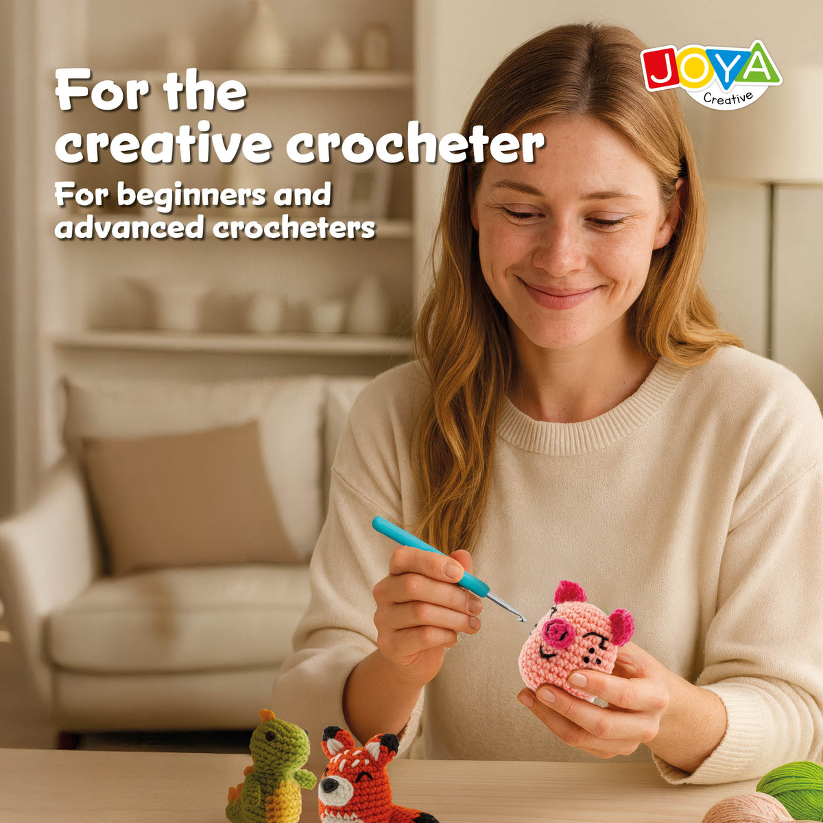 Joya Creative Crochet Kit Animals 8-Piece – Complete Amigurumi Crochet Set with 8 Animals for Beginners and Adults