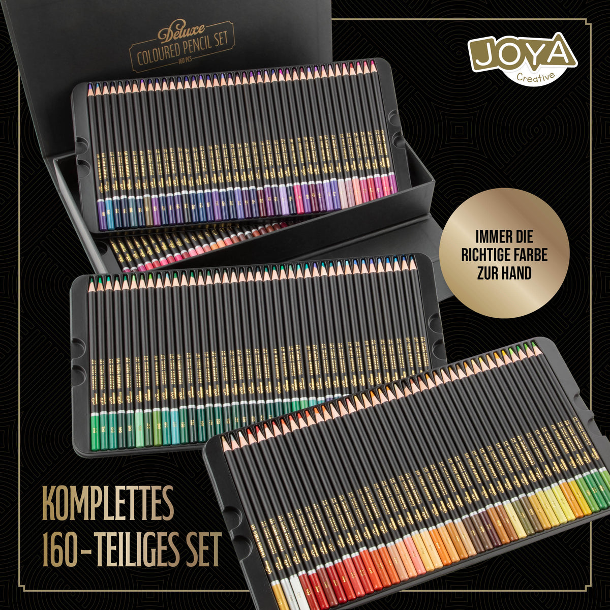 Joya Creative Professionelle Buntstifte Set 160 Farben – Premium Zeichenset in luxuriöser Aufbewahrungsbox für Erwachsene