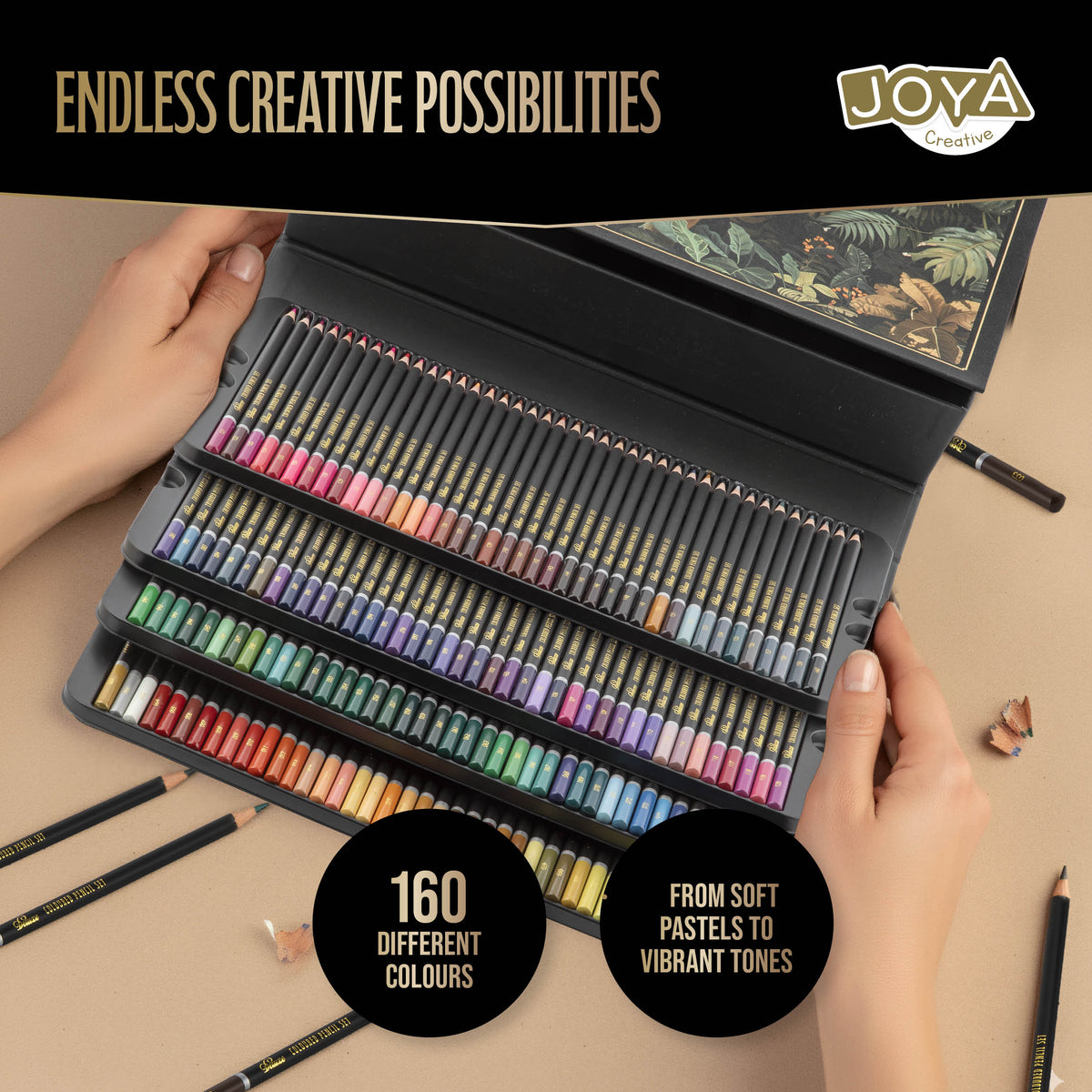 Joya Creative Professional Colored Pencils Set 160 Colors – Premium Drawing Set in Luxury Storage Box for Adults