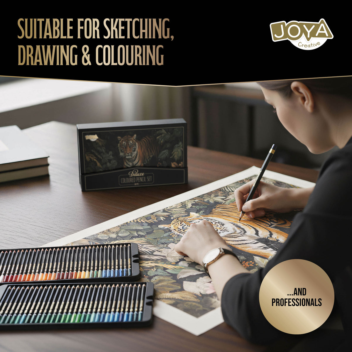 Joya Creative Professional Colored Pencils Set 160 Colors – Premium Drawing Set in Luxury Storage Box for Adults