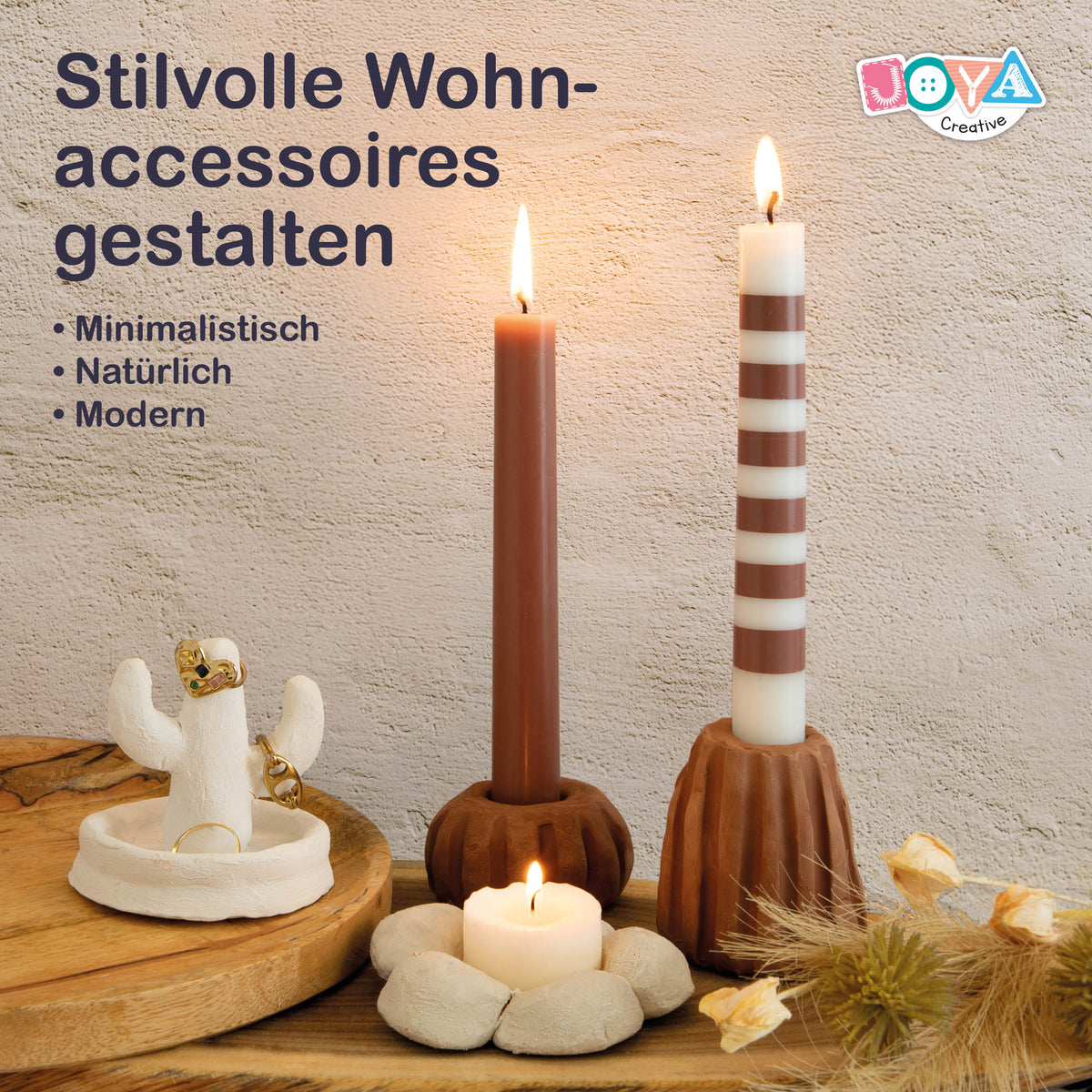 Joya Creative Modelliermasse Erwachsene Set 13-teilig – Home Deco DIY-Paket mit lufthärtender Modelliermasse in Naturtönen