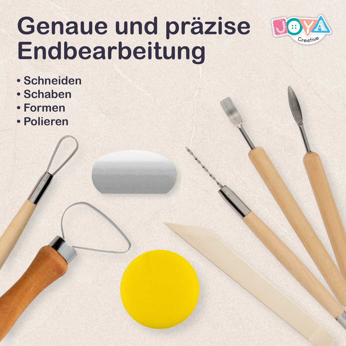 Joya Creative Modelliermasse Erwachsene Set 13-teilig – Home Deco DIY-Paket mit lufthärtender Modelliermasse in Naturtönen
