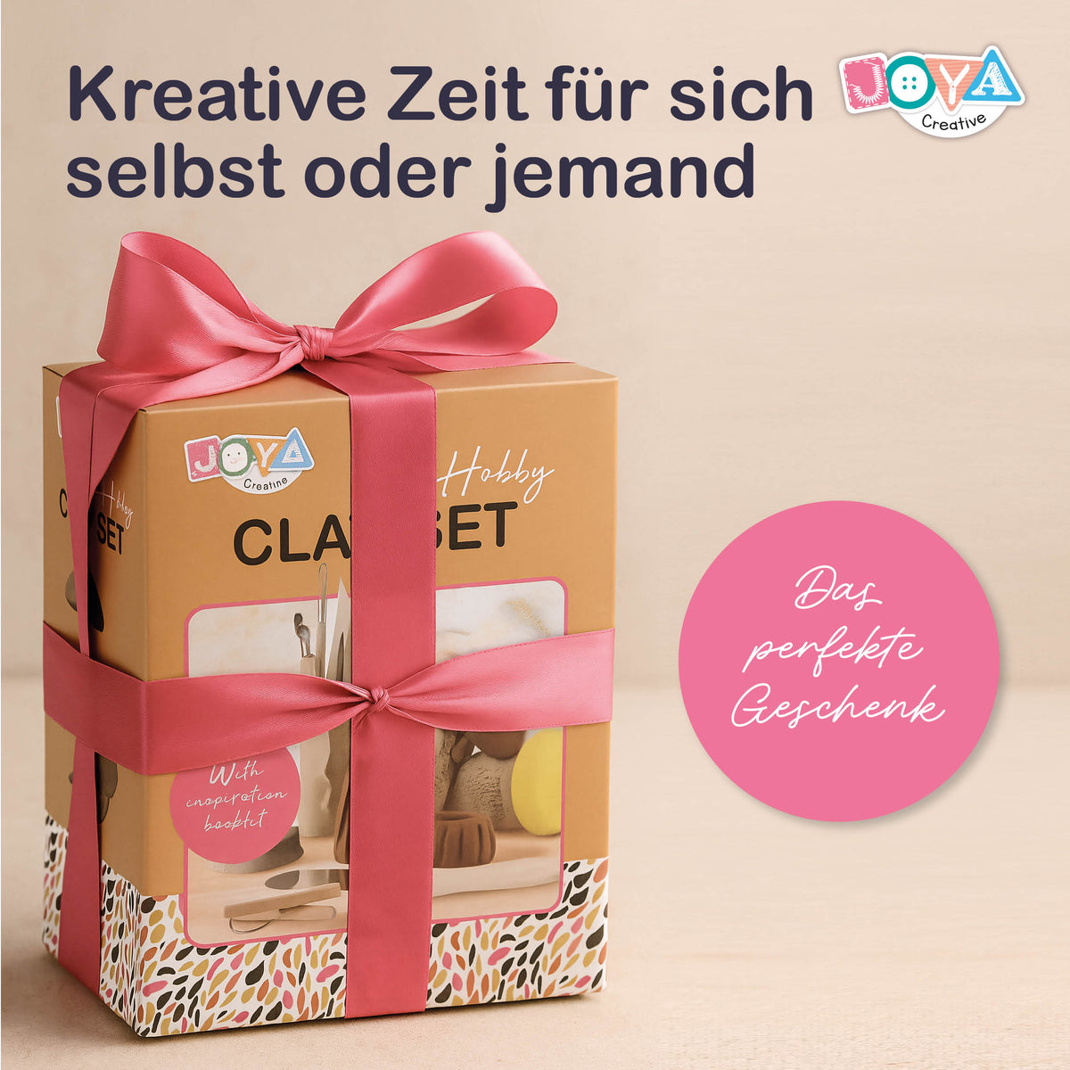 Joya Creative Modelliermasse Erwachsene Set 13-teilig – Home Deco DIY-Paket mit lufthärtender Modelliermasse in Naturtönen