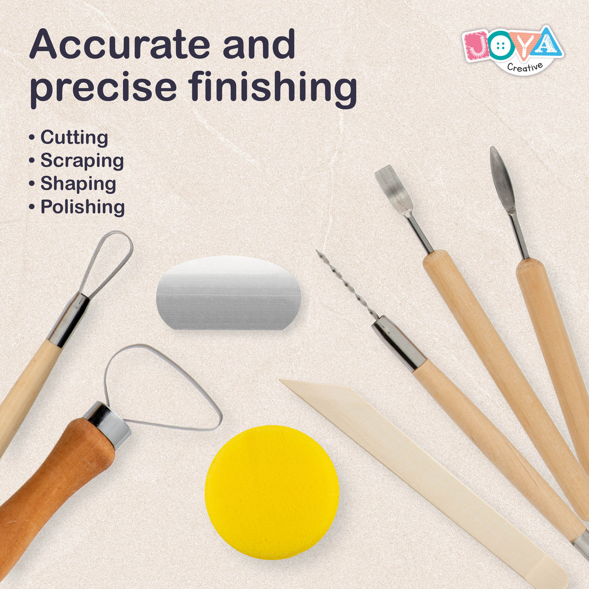 Joya Creative Modeling Clay Adults Set 13-Piece – Home Decor DIY Kit with Air Dry Clay in Natural Tones