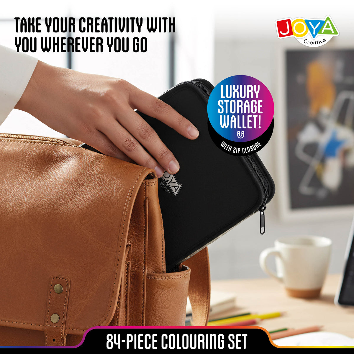 Joya Creative Creative Markers Set 84 Pieces – Twin Markers, Brush Pens, Fineliners and Gel Pens in Luxury Storage Wallet