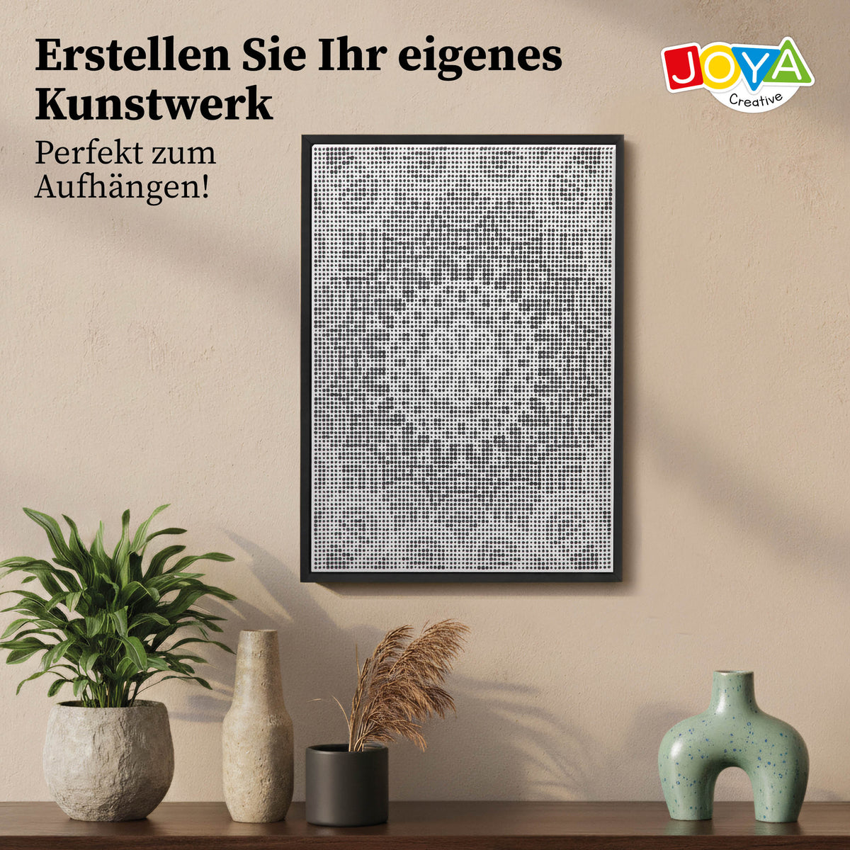 Joya Kreatives Dot Painting Mandala 40x30 cm – Punktmalerei für Erwachsene inklusive 3 Fineliner und Anleitung