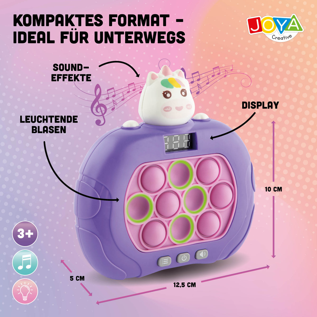 Joya Creative Pop It Game Controller Einhorn – 999 Level Fidget Game mit Licht, Ton und digitaler Anzeige