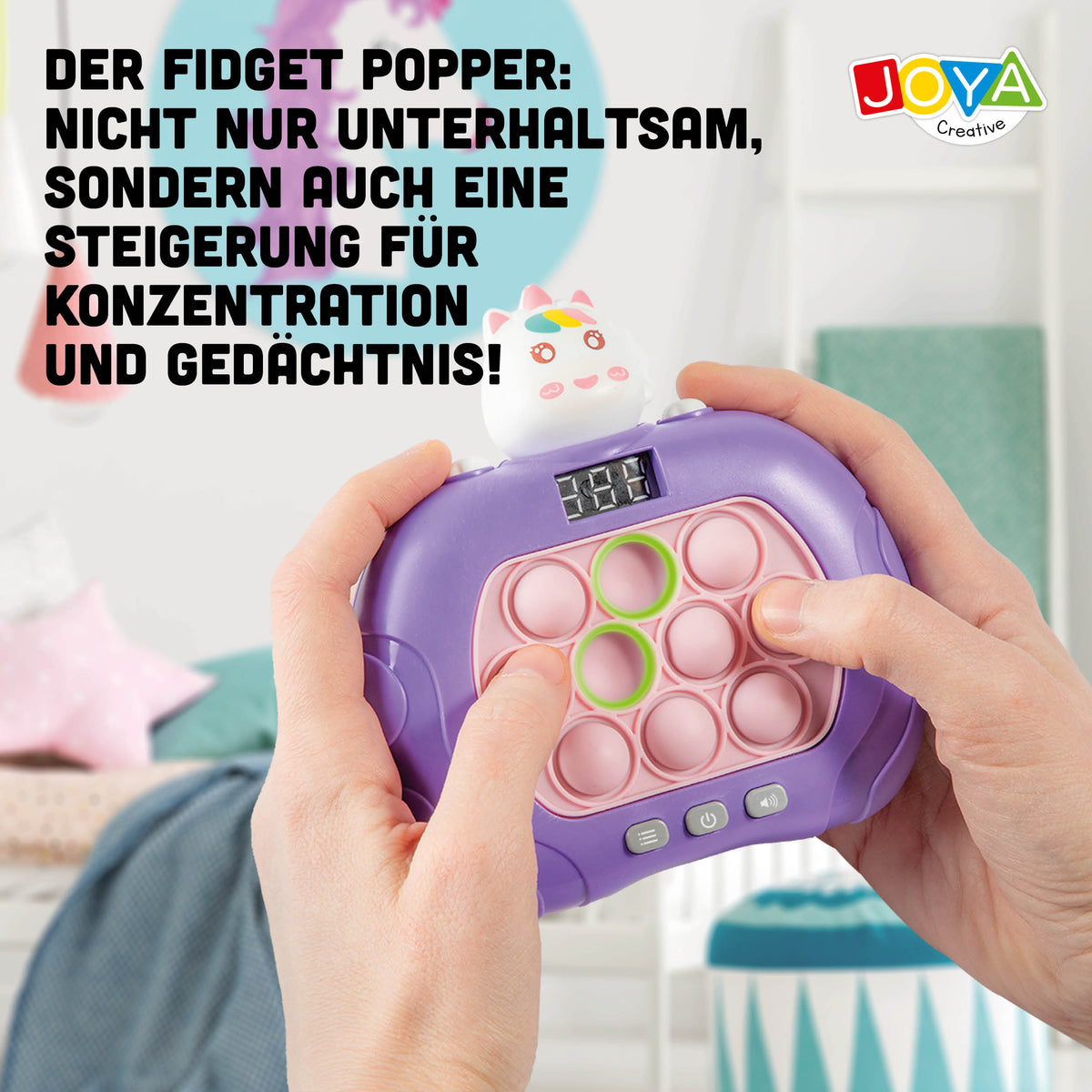 Joya Creative Pop It Game Controller Einhorn – 999 Level Fidget Game mit Licht, Ton und digitaler Anzeige