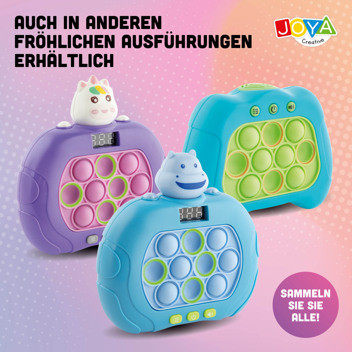 Joya Creative Pop It Game Controller Einhorn – 999 Level Fidget Game mit Licht, Ton und digitaler Anzeige