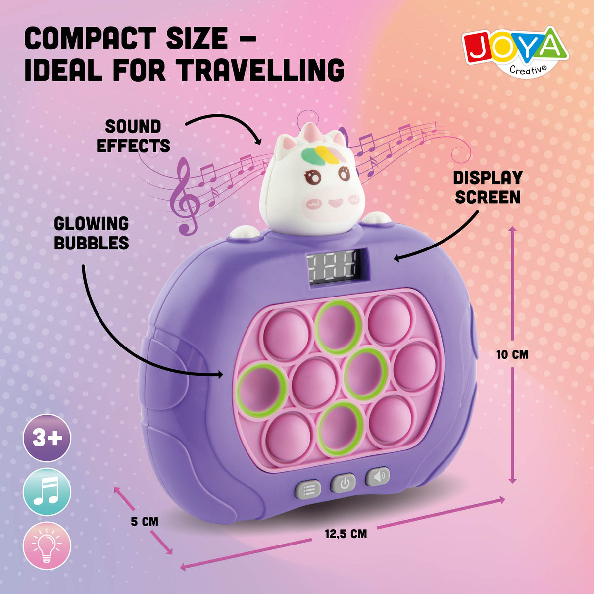 Joya Creative Pop It Game Controller Unicorn – 999 Levels Fidget Game with Light, Sound, and Digital Display