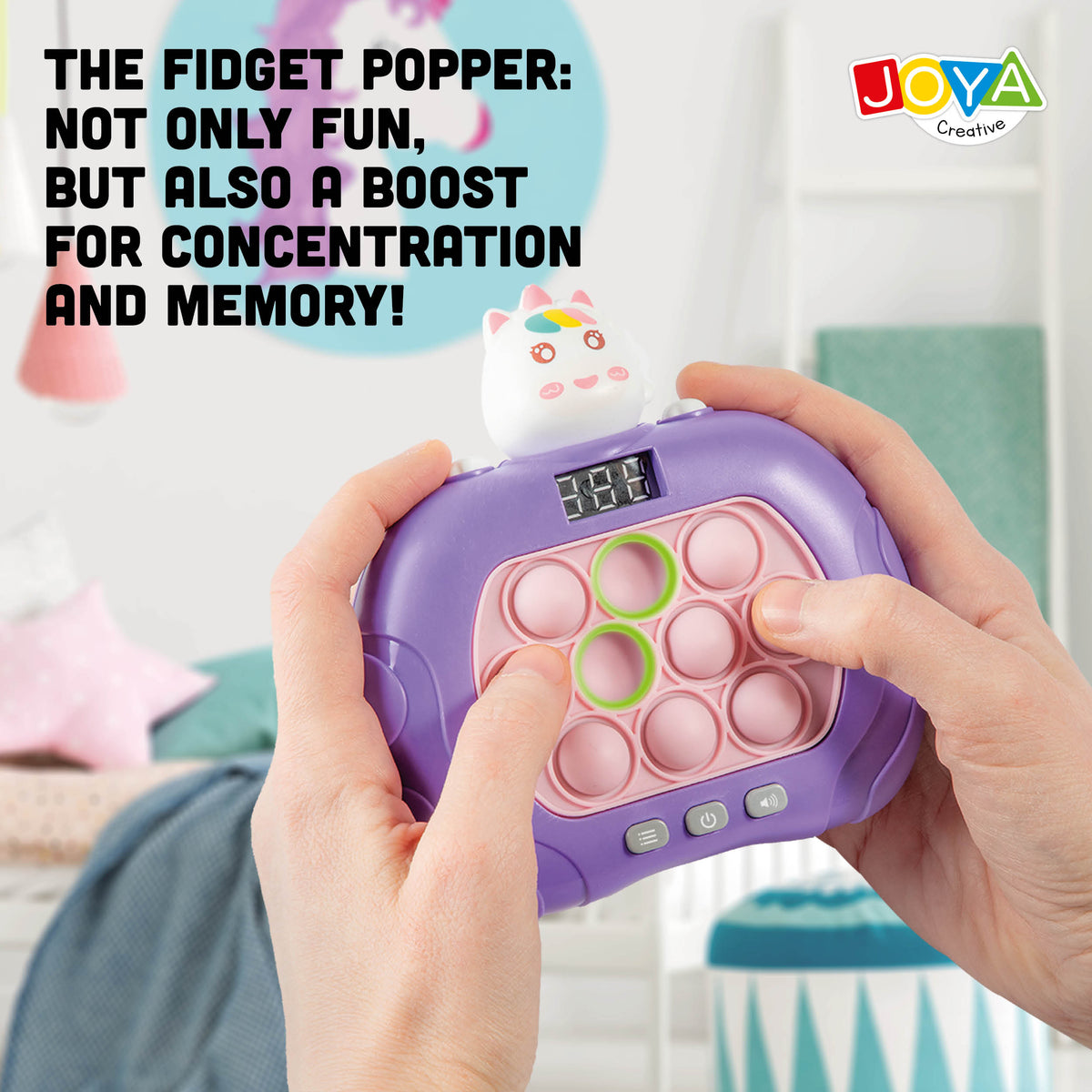 Joya Creative Pop It Game Controller Unicorn – 999 Levels Fidget Game with Light, Sound, and Digital Display