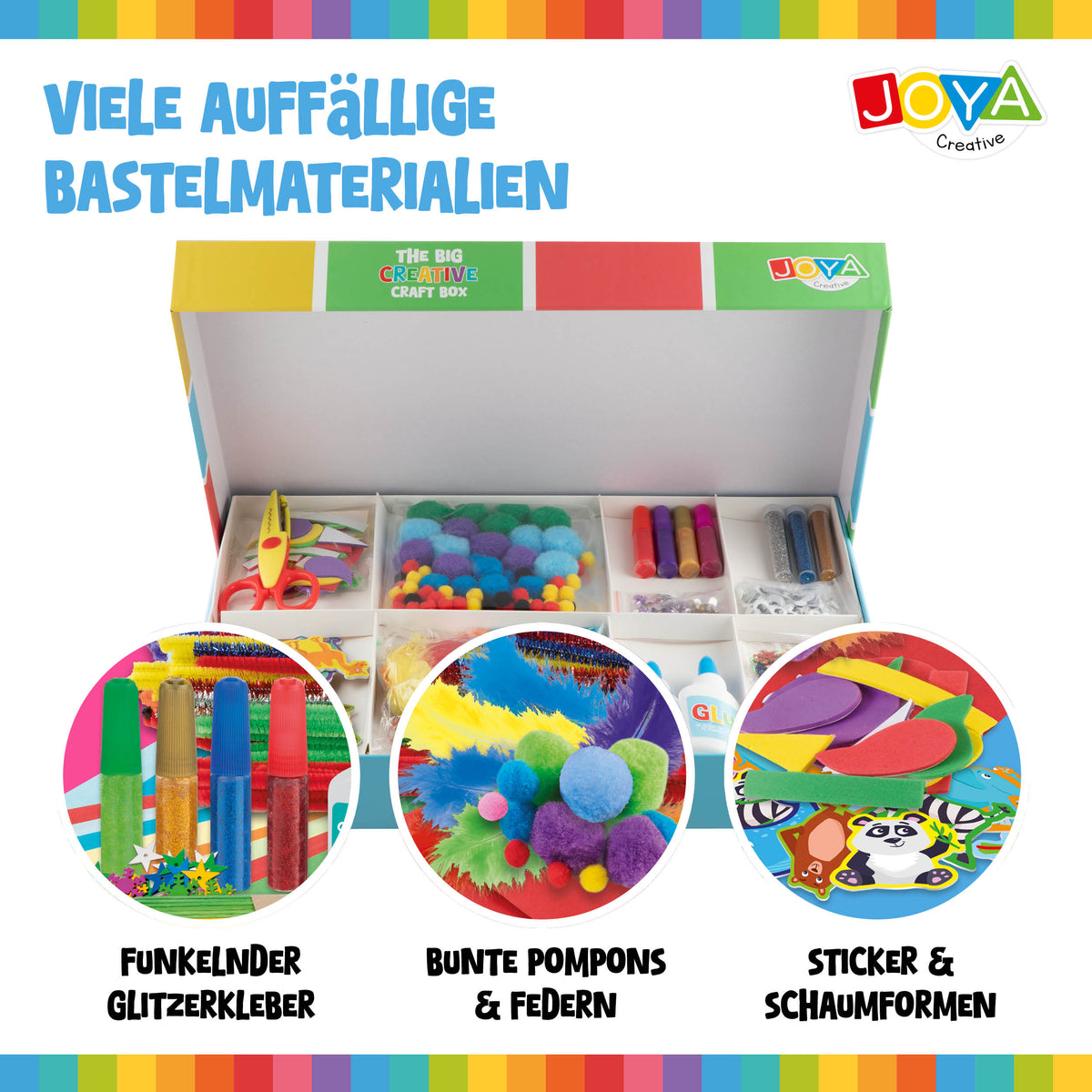 Joya Creative Bastelkoffer 1000tlg – Bastelset für Kinder