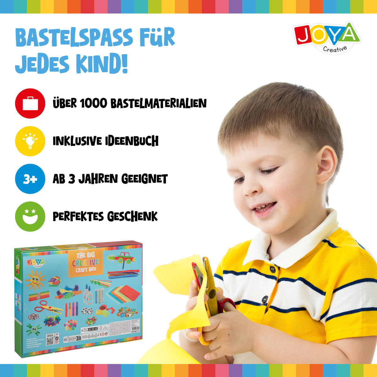 Joya Creative Bastelkoffer 1000tlg – Bastelset für Kinder