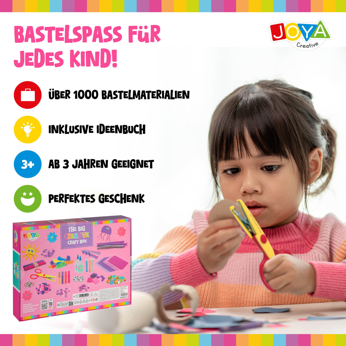 Joya Kreatives Bastelset Mädchen 1.000tlg - Bastelset mit Inspirationsheft