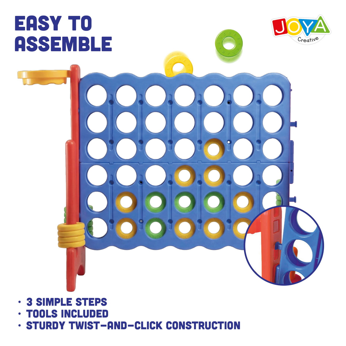 Joya Creative 3-in-1 Outdoor Toy – XXL 4-in-a-Row, Basketball Game & Ring Toss Game for Indoor and Outdoor Use