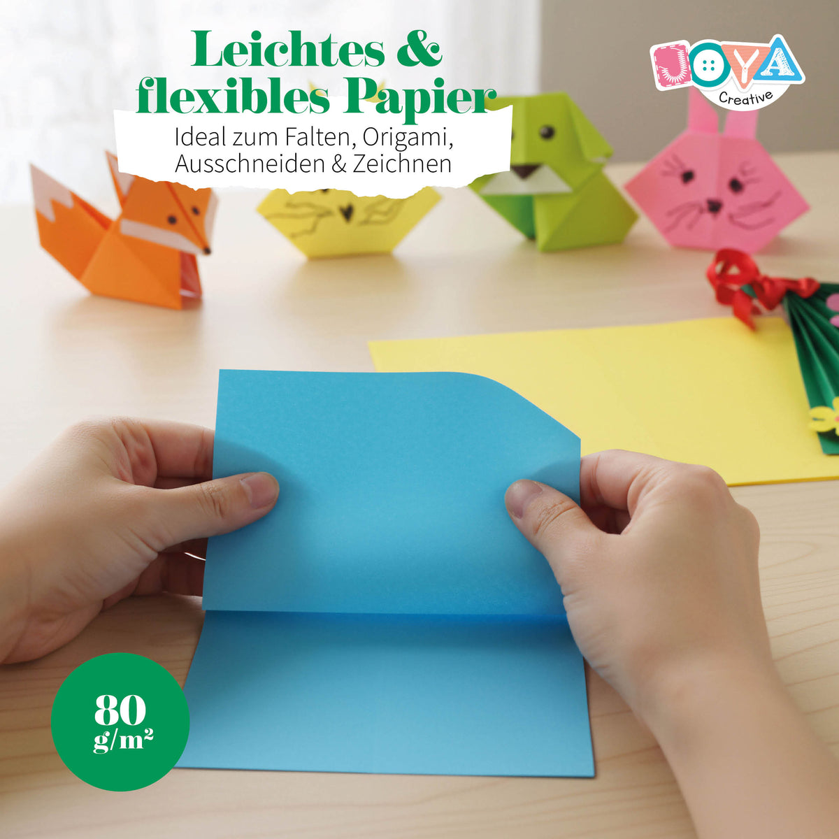 Joya Creative Farbiges Papier A4 500 Blatt – 10 Farben Bastelpapier 80g zum Falten, Basteln, für Schule und Hobby