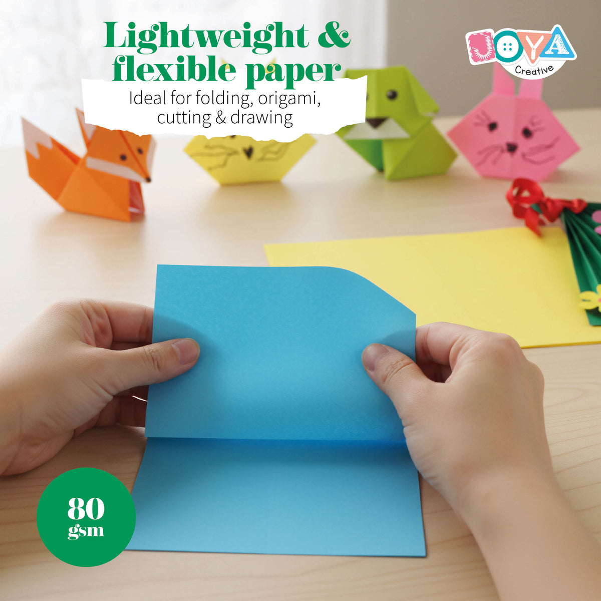 Joya Creative Colored Paper A4 500 Sheets – 10 Colors Craft Paper 80gsm for Folding, Crafting, School, and Hobbies