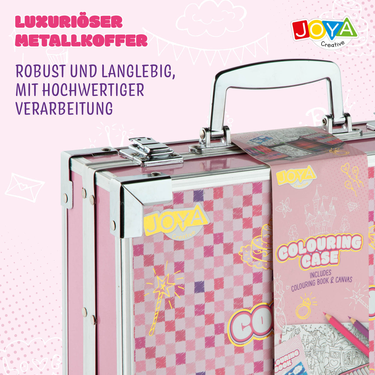 Joya Creative Luxe Malerkoffer für Mädchen – Kompletter 150+ Teile Zeichen- und Malkoffer mit Leinwand, Stiften und Malbuch