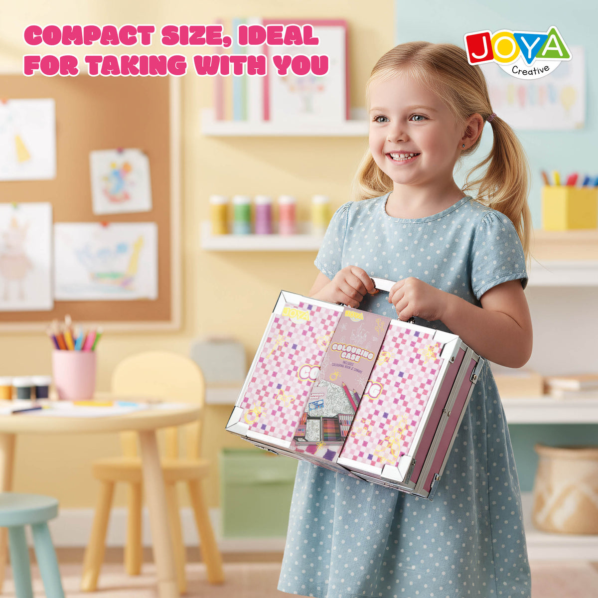 Joya Creative Luxe Art Case for Girls – Complete 150+ Piece Drawing and Painting Set with Canvas, Markers, and Coloring Book